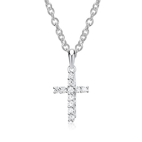 Unique 585er Weißgold Kette Kreuz Diamant 0 15 ct DP0110SLK