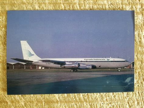 Garuda Indonesia Boeing 707 3m1c In 1990vtg Aircraft Postcardp51