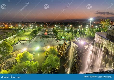 Artificial Waterfall In The City Centre Of Dushanbe The Capital Of