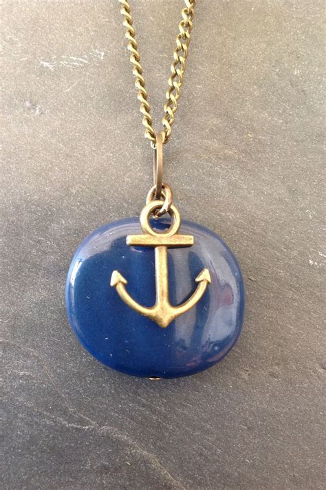 Sautoir Cha Ne Bleu Ancre Marine Collier Par Sautoirs And Co