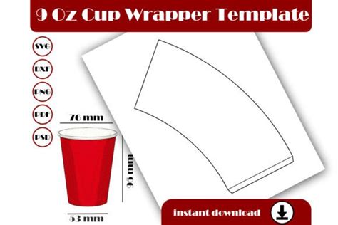 9oz Cup Wrapper Template Coffee Cup Graphic By Blacbidigital · Creative Fabrica