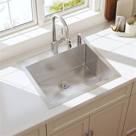 25 Inch Drop In Kitchen Sink 25x22 Topmount 16 Gauge Handmade Stainless