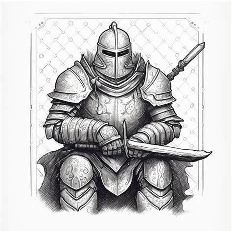 Premium AI Image | a drawing of a knight in armor with a sword in his hand.