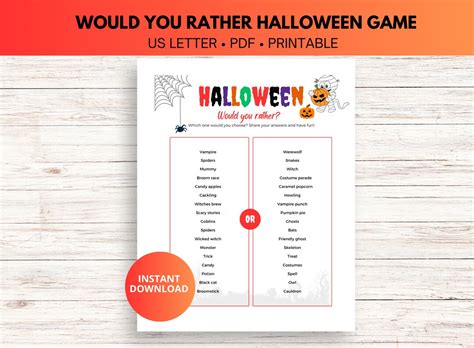 Halloween Printable Would You Rather, Halloween Trivia Game, Halloween ...