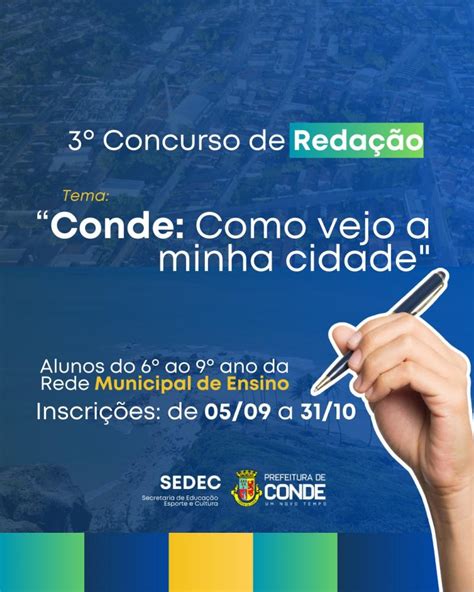 Prefeitura De Conde Abre Inscri Es Para Concurso De Reda O Em