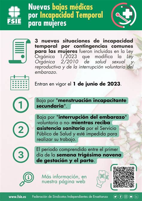 NUEVAS BAJAS MÉDICAS POR INCAPACIDAD TEMPORAL PARA MUJERES FSIE