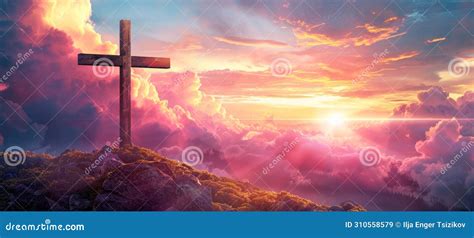 Divine Cross Symbolizing Jesus Christ S Resurrection On Golgotha Hill