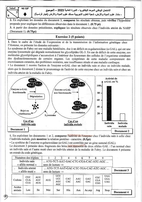 Examen National SVT 2ème BAC SVT 2023 Normale Sujet AlloSchool