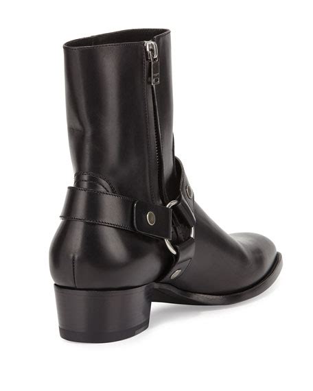 Saint Laurent Wyatt 40 Harness Boot In Black Leather Modesens