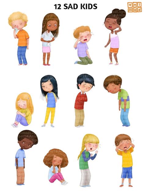 Sad Children Clipart