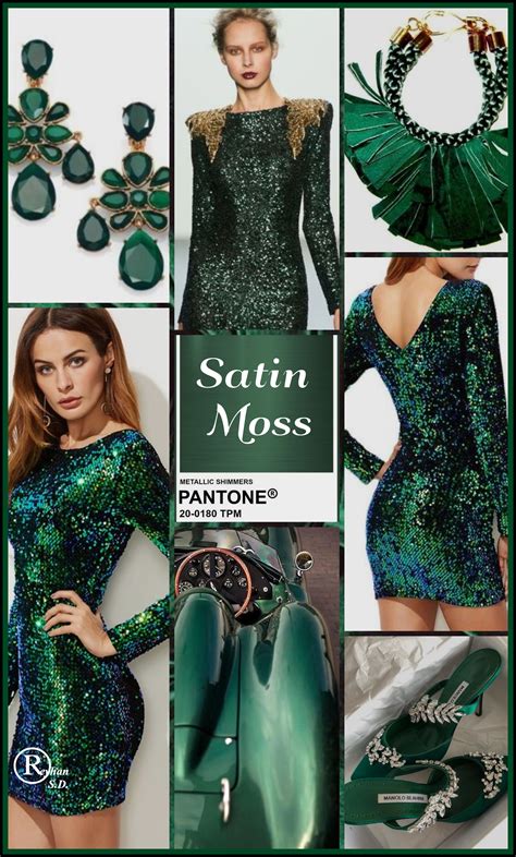 Pantone Metallic Shimmers Satin Moss By Reyhan S D Fashion