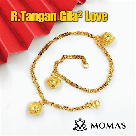 Rantai Tangan Gila Gila Love Emas Tulen Gelang Emas Tulen Love