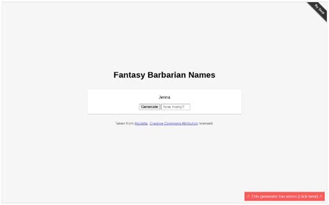 Fantasy Barbarian Names ― Perchance Generator