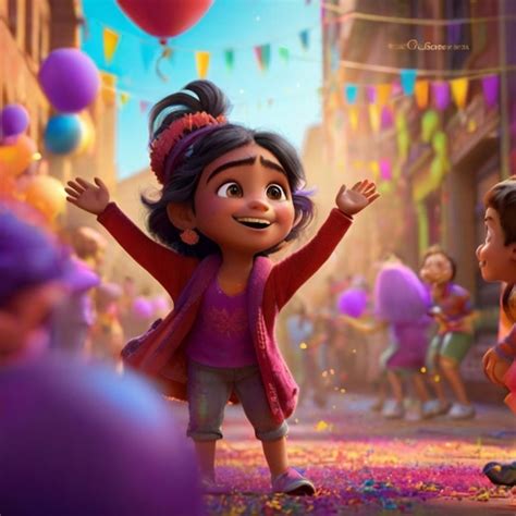 Uma encantadora renderização 3d da pixar de holi inspirada no estilo de