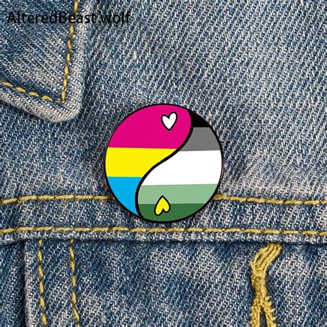 Pansexual Aromantic Lgbtq Cute Pride Yin Yang Pin Custom Shirt Lapel Teacher Bag Backpacks