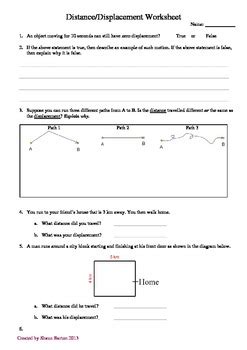 Distance And Displacement Practice Worksheet