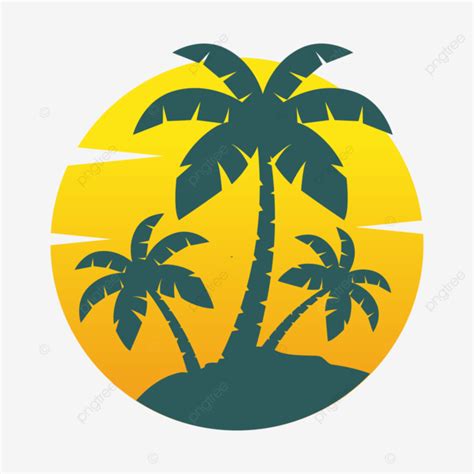Tropical Paradise Palm Trees With Sun Logo Palm Tree Art Palm Tree