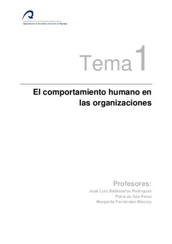 TEMA 1El Comportamiento Humano En Las Organizaciones Pdf