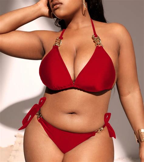 Plus Size Sexy Bikini Red Adjustable Etsy