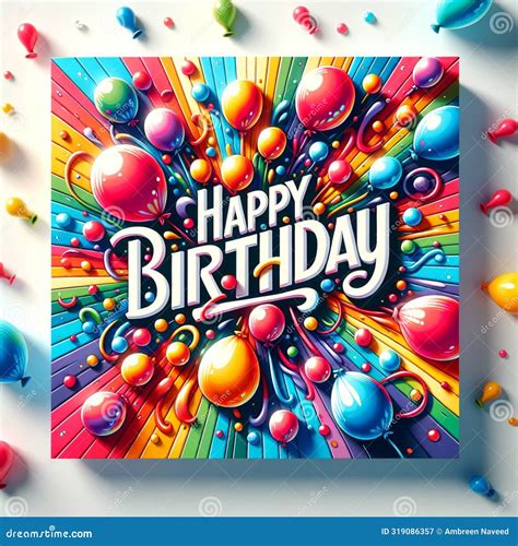 Birthday Wishing Card with Vibrant Colours Balloons Background Stock