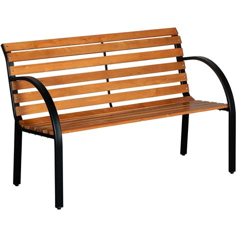 12 Slat Wood and Metal Park Bench | HM-163 | AFW.com