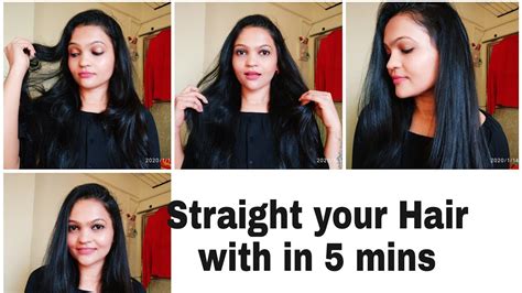 How To Straight Your Hair With In Mins Smooth And Silky Hair Youtube