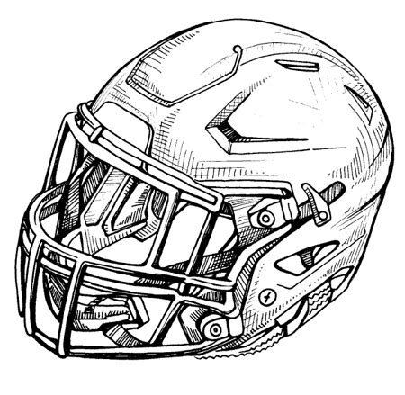 Football Helmet Pencil Drawing