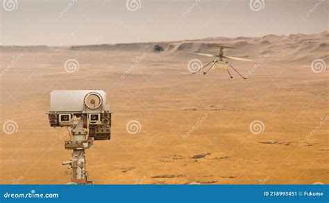 Ingenuity Drone And Mars Rover, Exploration Of The Planet Mars.Elements Of This Image Furnished ...