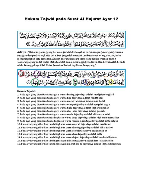 Detail Tajwid Surat Al Hujurat Ayat 10 Dan 12 Koleksi Nomer 11