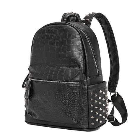 Mochila Masculina Padr O Crocodilo Preto Bolsa De Viagem Casual