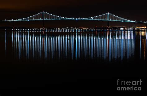 Newport Bridge Night Reflection Photograph by Jim Beckwith - Fine Art ...