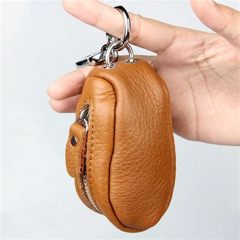 Key Holder Genuine Cow Leather Key Case Zipped Key Pouch Keychain Auto