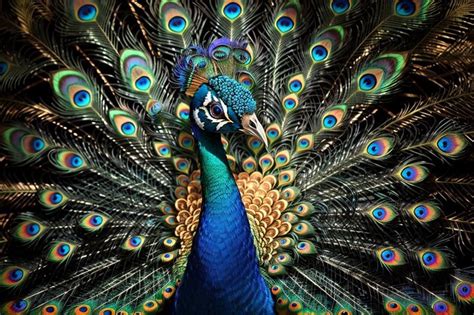 Premium Photo Vibrant Peacock Feathers Showcase Nature Ornate Beauty