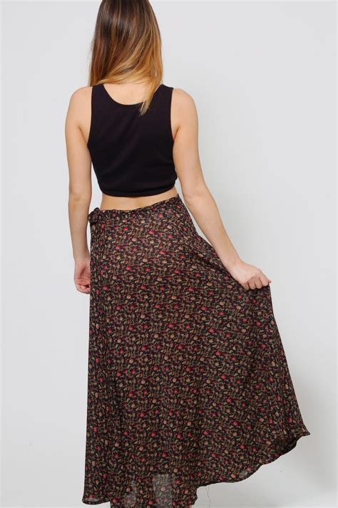 Vintage 90s Ditzy Floral Maxi Skirt Grunge Floral Wrap Skirt Etsy