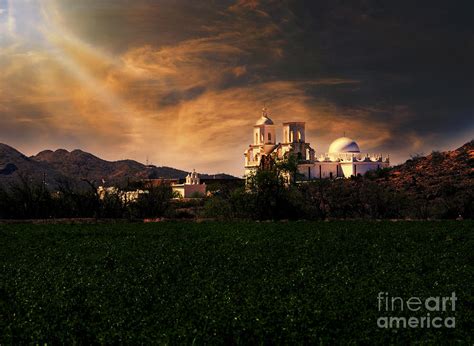 San Xavier Mission Sunset Photograph By Maria Weber Fine Art America