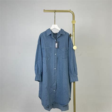 THIS IS APRIL Yunna Oversize Denim Shirt Dress Fesyen Wanita