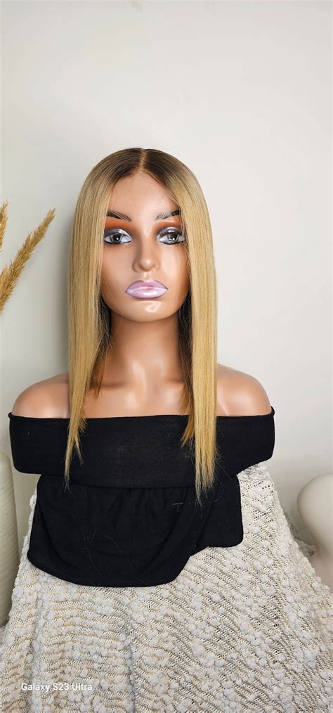 Lilly Luxurious Golden Blonde Lace Front Wig With Dark Brown Roots Premium Handmade Ready To