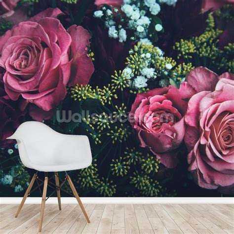 Pink Rose Bouquet Wallpaper | Wallsauce UK