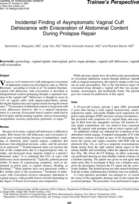 Incidental Finding Of Asymptomatic Vaginal Cuff Dehiscence With