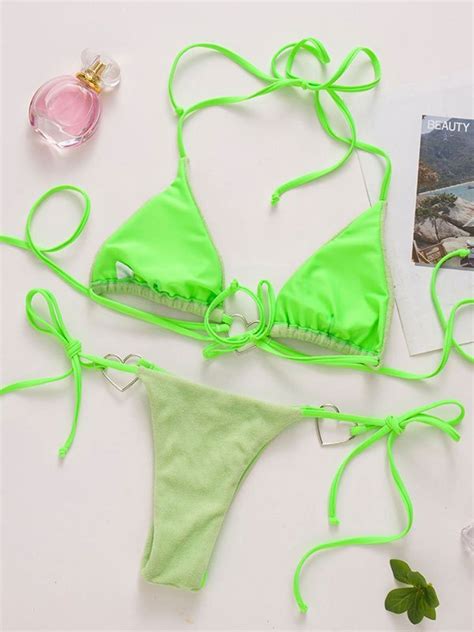 Emmiol Kostenloser Versand 2024 Neckholder Bikini Set Mit Herzdekor