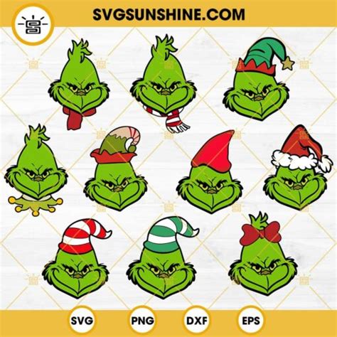 Grinch Face SVG Bundle, Baby Grinch SVG, Grinch Christmas SVG, Grinch SVG