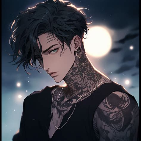 Handsome Anime Guy with Tattoos