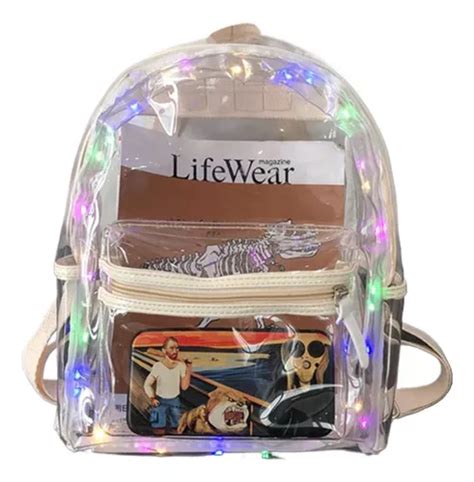 Bolso Escuela Con Luz Led Mochila Transparente Bolsa De Pvc MercadoLibre