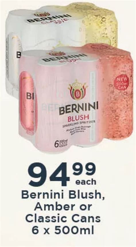 Bernini Blush Amber Or Classic Cans X Ml Offer At Diamond