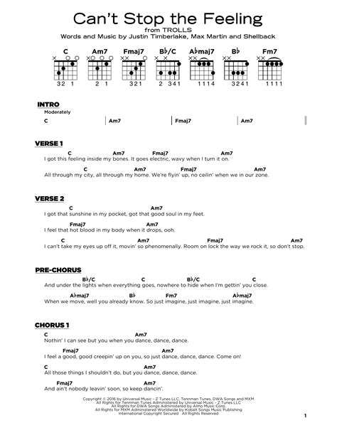 Can't Stop The Feeling by Justin Timberlake - Really Easy Guitar ...