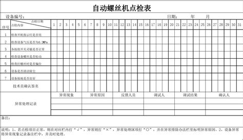 自动螺丝机点检表word文档在线阅读与下载无忧文档