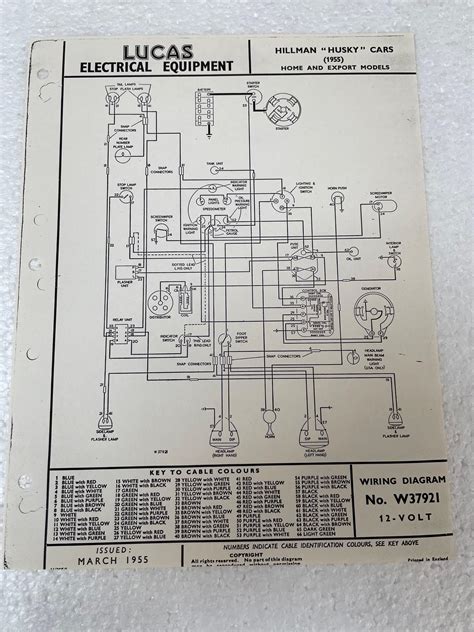 Lucas Wiring Diagram W37921 1955 Hillman Husky