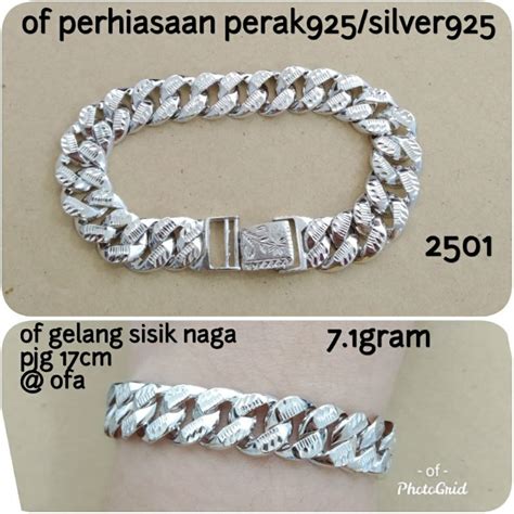 Jual GELANG SISIK NAGA 7GRAMAN PERAK925 LAPIS MAS PUTIH 2501 GTD