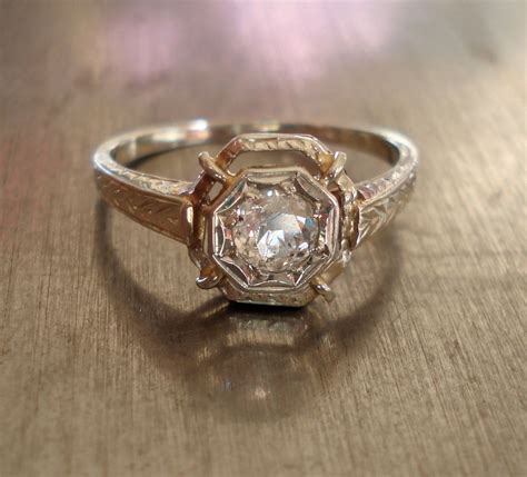 Antique Art Deco Diamond Engagement Ring By Antiquesparkle On Etsy