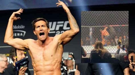 WATCH: Jake Gyllenhaal gets a flying knee KO inside the UFC Octagon